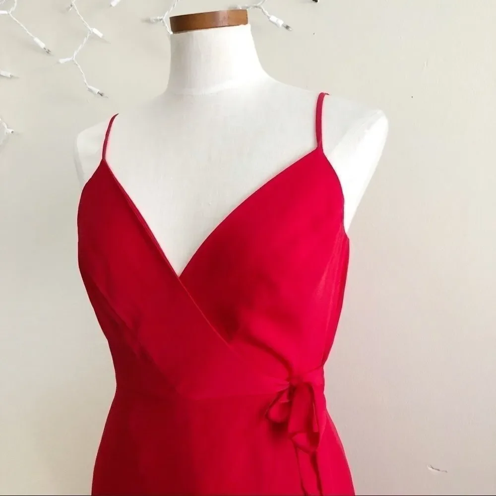 Leith Red Flowy Split hem wrap tank jumpsuit - Picture 3 of 8